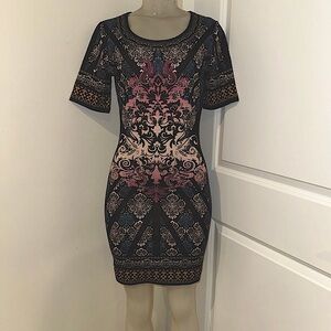 Jealous, tomato, multicolor body con dress size small